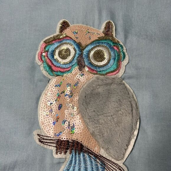Vintage Owl Chambray Shirt Applique Embroidery Thin Denim Size M button-front - Picture 11 of 16